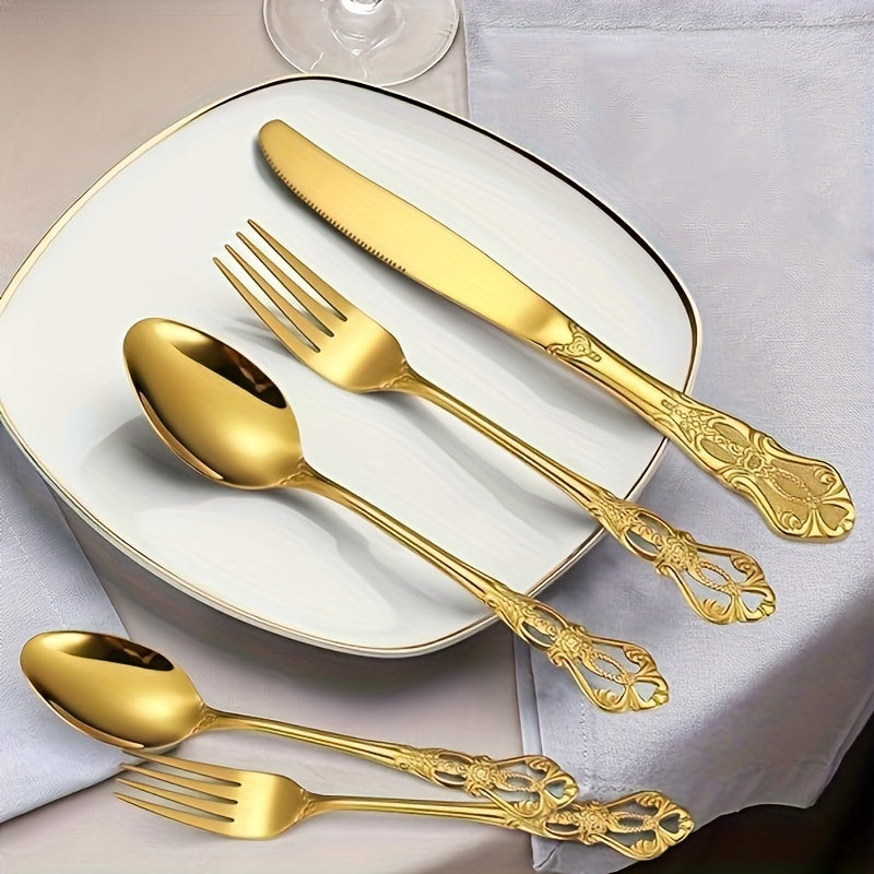20/30pcs Vintage Baroque Style Silverware Set, Elegant Dinnerware for Weddings, Restaurants, and Home Dining