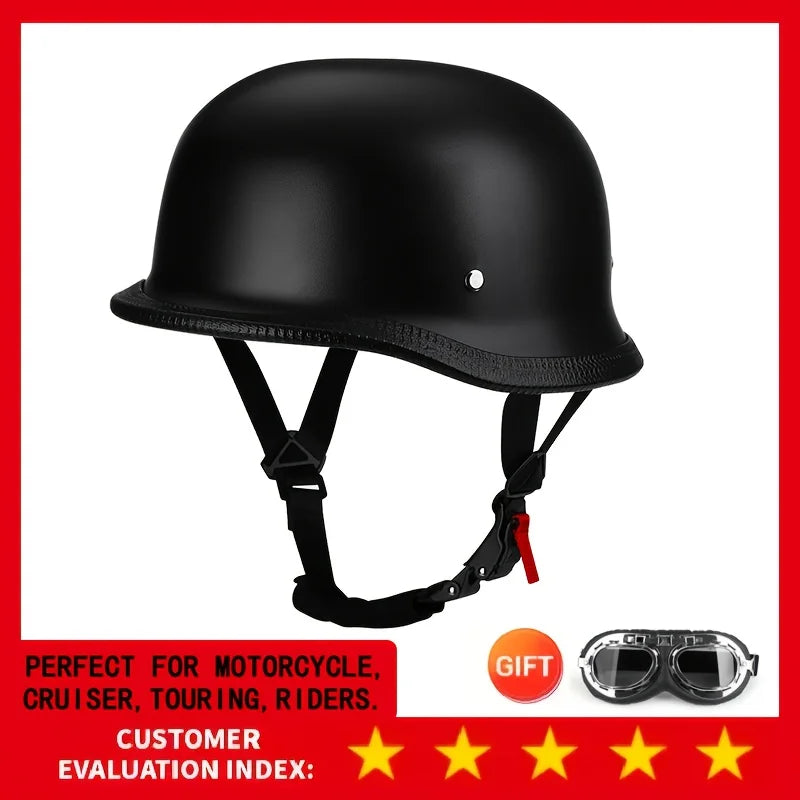 Motorcycle Half Helmet German Leather Vintage Helmet Casco Moto Motorcycle Open Face Helmet Biker Pilot DOT Certification M-L-XL