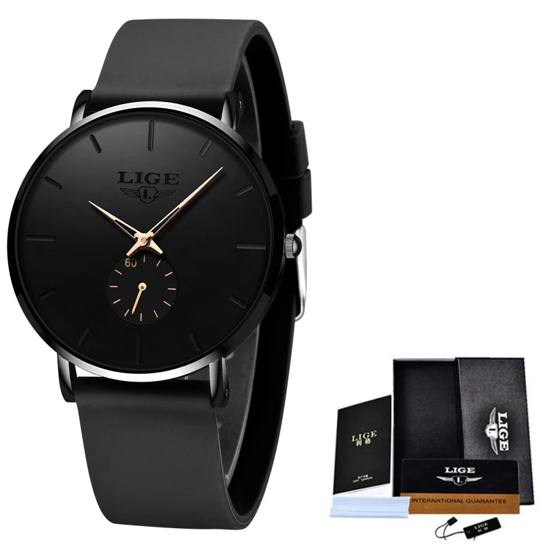 LIGE LG10006 40mm Fashion Simple Watch for Men Women Analog Quartz Wrist Watches Silicone Waterproof Watches Sports Watches