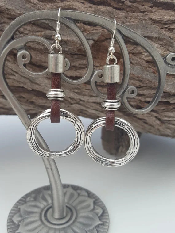 Leather Earrings Metal Earrings Drop Earrings 2020