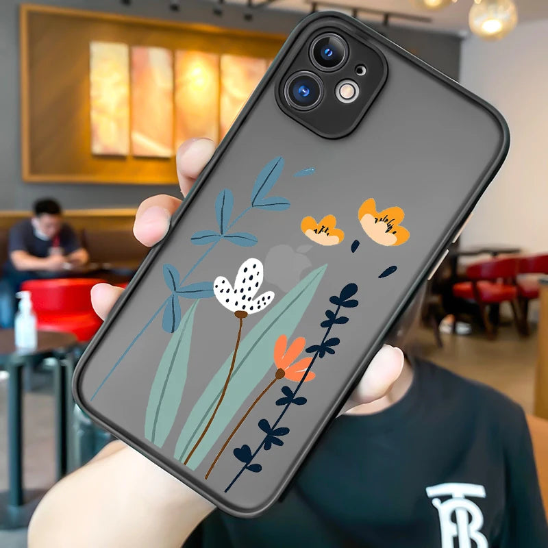 High Quality Rose Butterfly Design Luxury Mobile Phone Case for iPhone 15 Pro Max Shockproof Matte Finish Made TPU PC