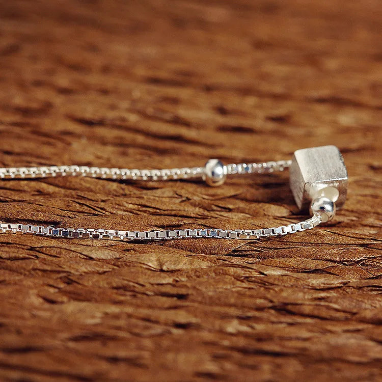 New Fashion Foot Anklet 925 Sterling Ladies Silver Anklets Bracelet Chain For Women Square Pendant Foot Pulseras Jewelry