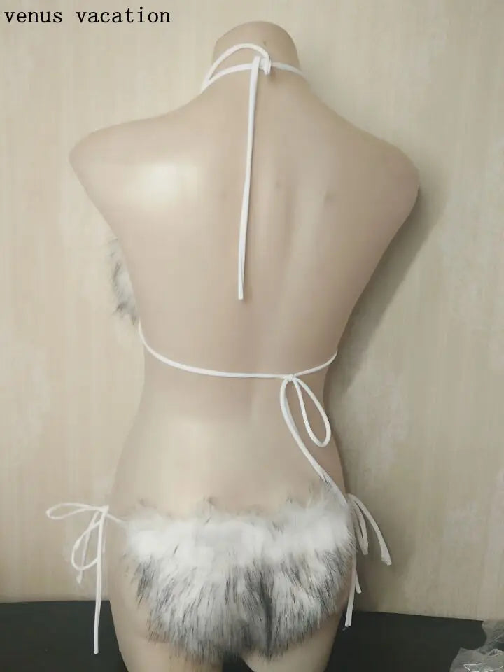 Venus Vacation 2018 new style swimsuit Kim Kardash sexy women leather swimwear bathing suit beachsuits biquini fur bikini