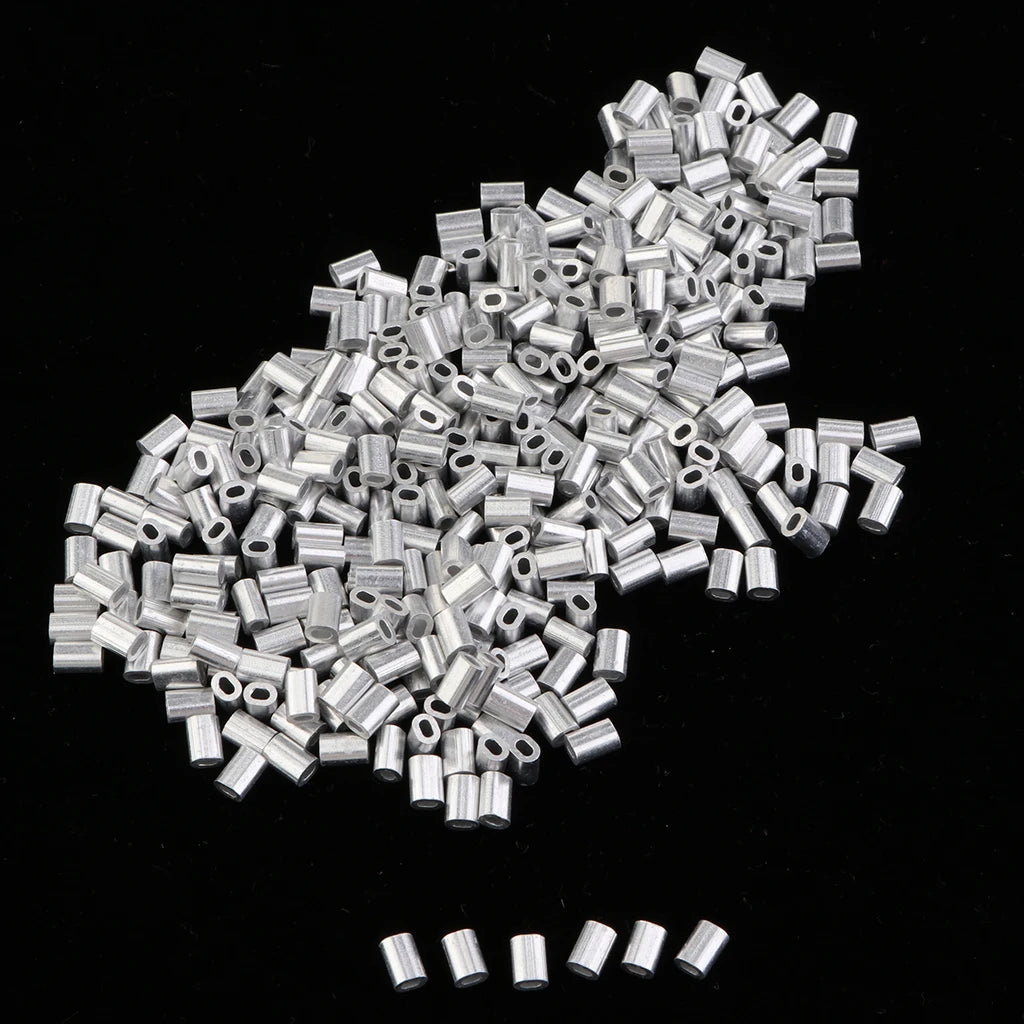 1000Pcs Fishing Double Barrel Aluminium Crimp Sleeves Tube DIY Accessories