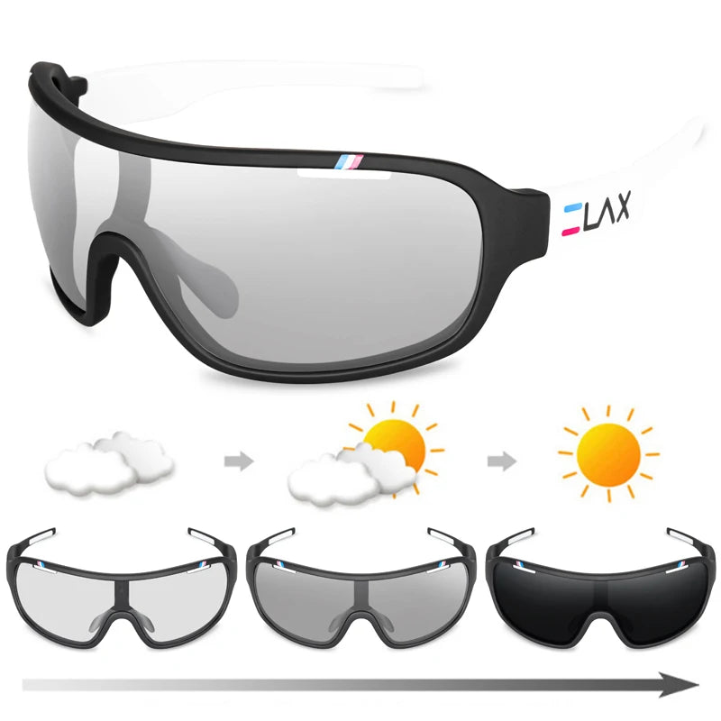 ELAX BRAND Polarized Photochromic UV400 Outdoor Road Cycling Eyewear Sports Cycling Sunglasses Men Women Bike Bicycle Glasses
