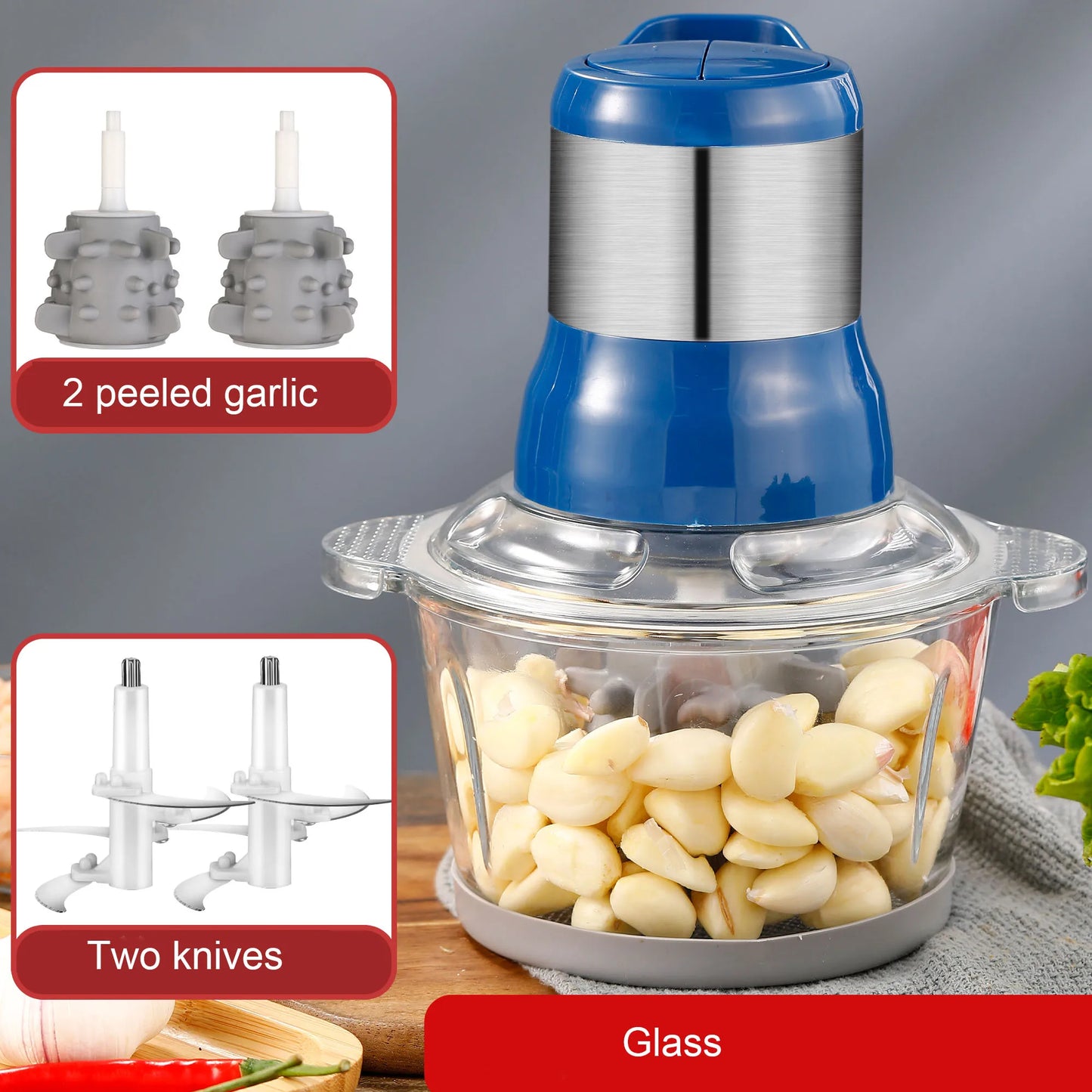 Multfunctional Garlic Peeler Household Electric Meat Grinder Garlic Shredder Fruit and Vegetable Chopper Kitchen Tool