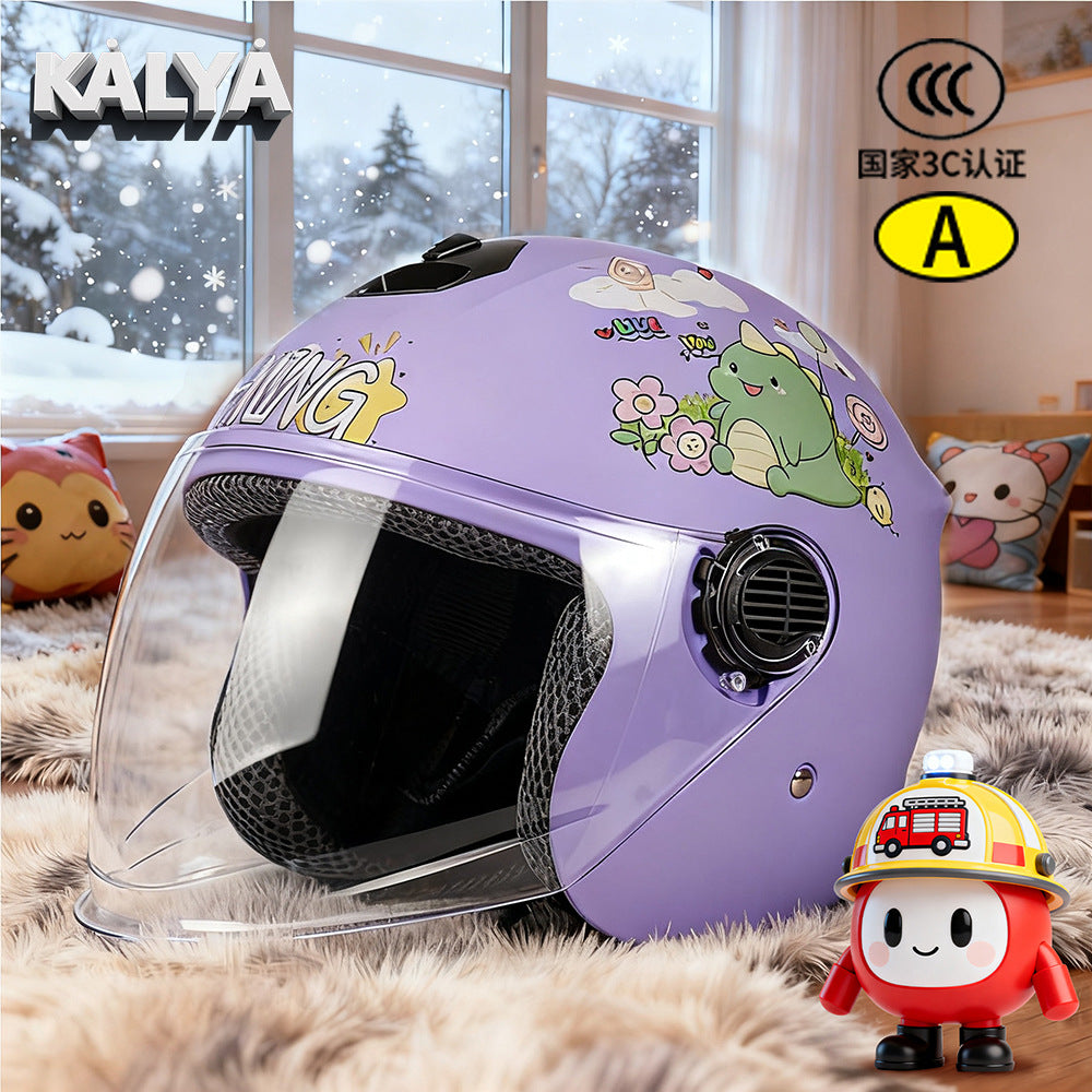 New National Standard 3C Certified Kidsren's Helmet for Boys and Girls, Universal Autumn and Winter Electric Motorcycle Helmet for Cycling