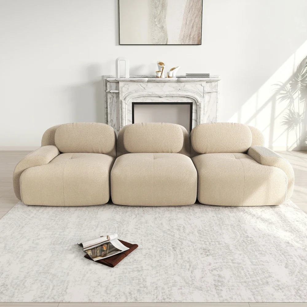 3-seater Sofa in Premium Cordsamt, Non-slip, Ergonomic Armrests and Highly Elastic Upholstery for Living Room and Bedroom, Green