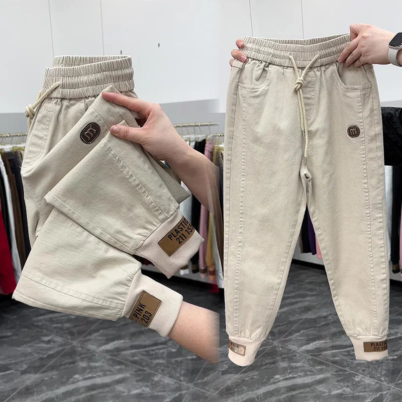 Top quality Autumn Spring Women Pants 2024 New Cotton Jeans Pants Elastic Waist Harem Pants Casual Sports Trousers Female