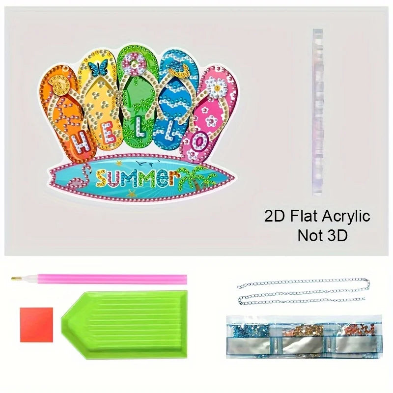 2D Diamond Painting Kit, Colorful Summer Atmosphere Hanging Decor