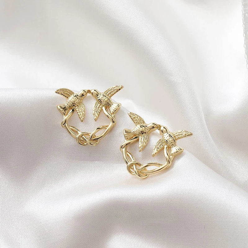 1Pair Fashion Trend Charm Creative Lovebirds Earrings Cute Simple Handmade Earrings For Women Girls Jewelry Accessories Gifts