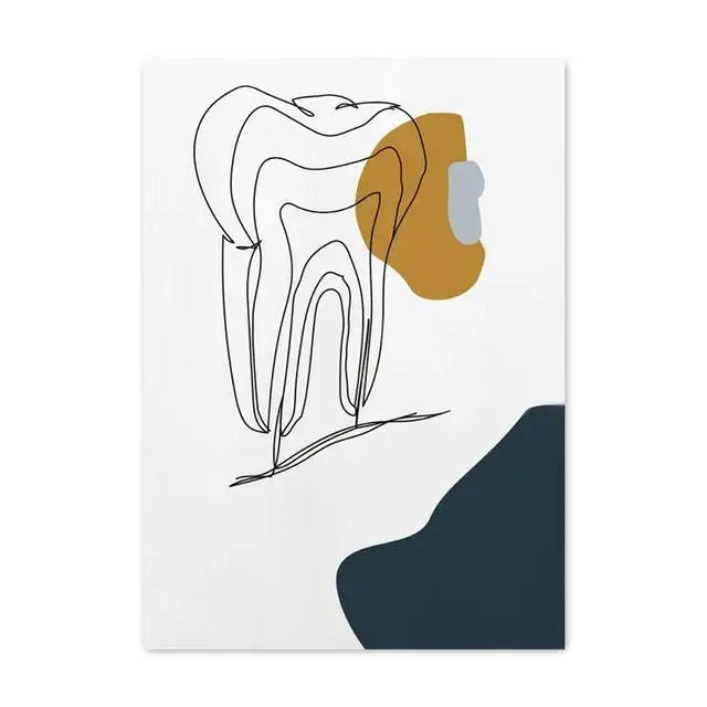 Modern Abstract Line Art Canvas Painting Dental Clinic Wall Decor Dentist Office Posters and Prints Aesthetic Teeth Artwork for