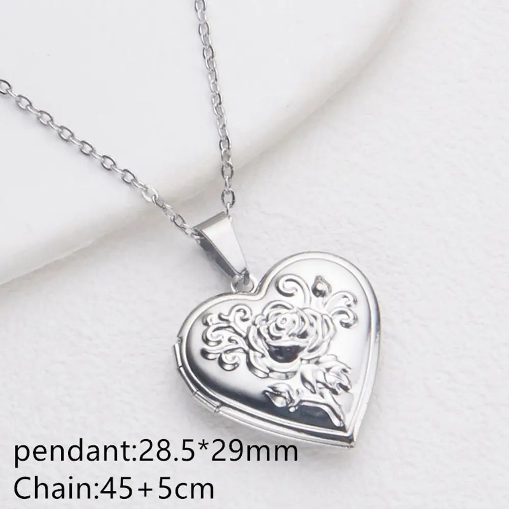 Openable Photo Picture Locket Necklace DIY Necklace Valentine's Day Heart Locket Necklace Friendship Necklace