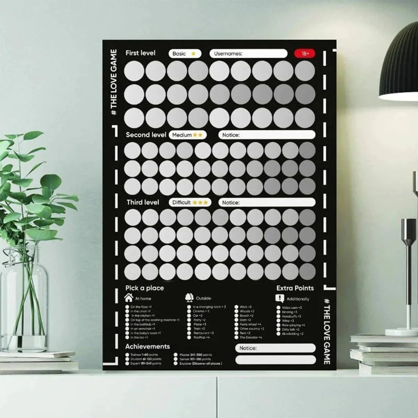 NEW 100 Things To Do Between Couples Couples Games Bedroom Scratch Off Poster 100 Dates Scratch Off List poster sticker
