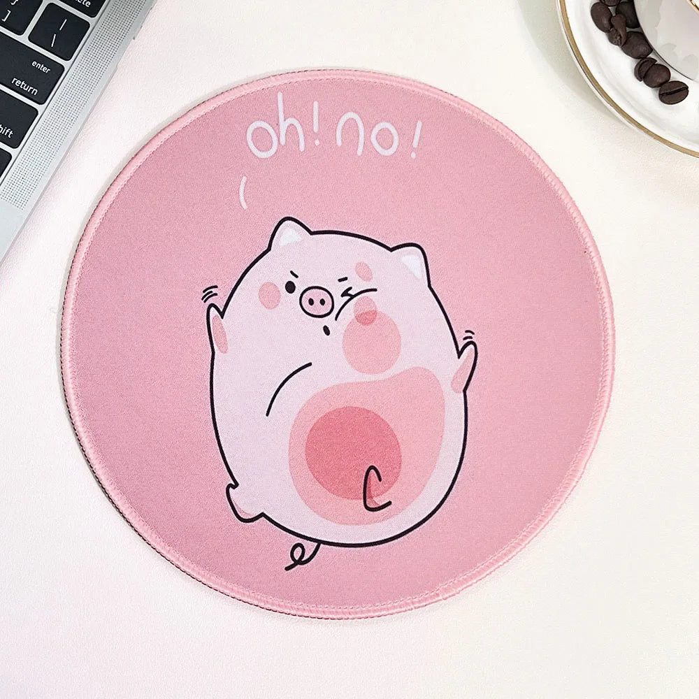 Cute Cartoon Round Mouse Pad Non-slip Rubber Base Comfortable Durable Table Mat for Home Office Gaming Desk Laptop Accessories