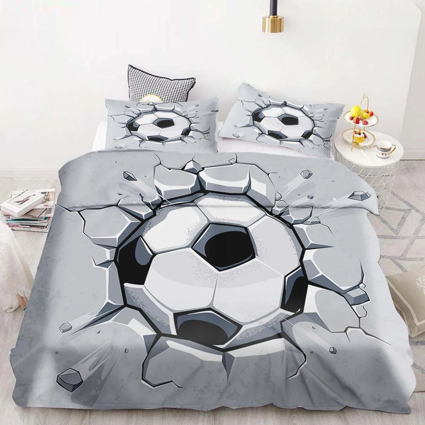 Football Duvet Cover Set Comforter Bedding 3d Children'S Bedding Set 3-Piece 1 Quilt Cover King Size