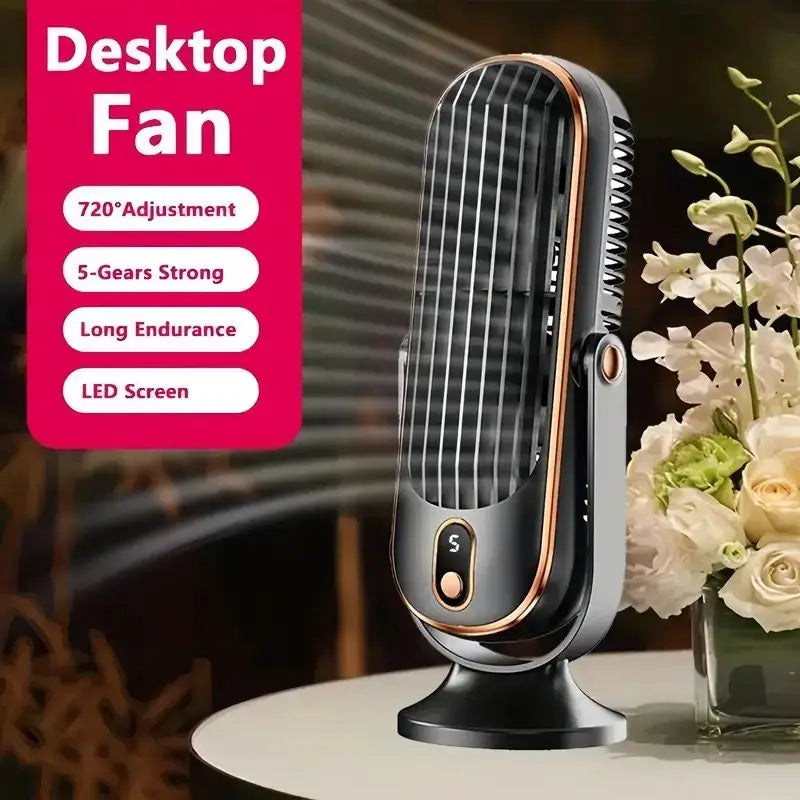 Portable USB Fan | 5 Speeds, 720° Swivel, Quiet Cool Breeze, Air Circulation, Indoor/Outdoor Use, Ideal For Home, Office, Travel