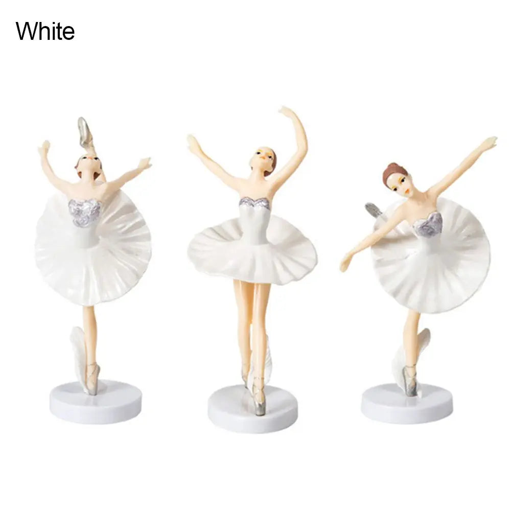 3Pcs Baby Shower Birthday Supplies Cake Decor Party Baking Girl Doll Cake Topper Cupcake Topper Ballet Girls