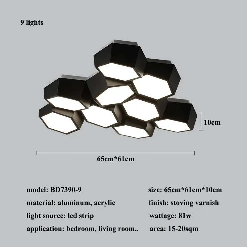 Modern Geometry Led Ceiling Lamp Living Room Chandeliers Lighting Bedroom Dimmable Lamparas Nordic Home Decor Lights Luminaria