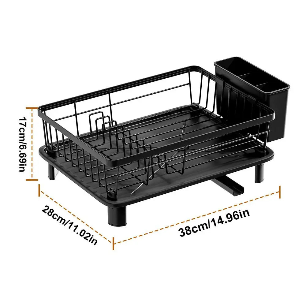 Dish Drying Rack Space-Saving Dish Rack Large Capacity Dish Rack With Removable Drainboard Cutlery Cup Holders And For Sink