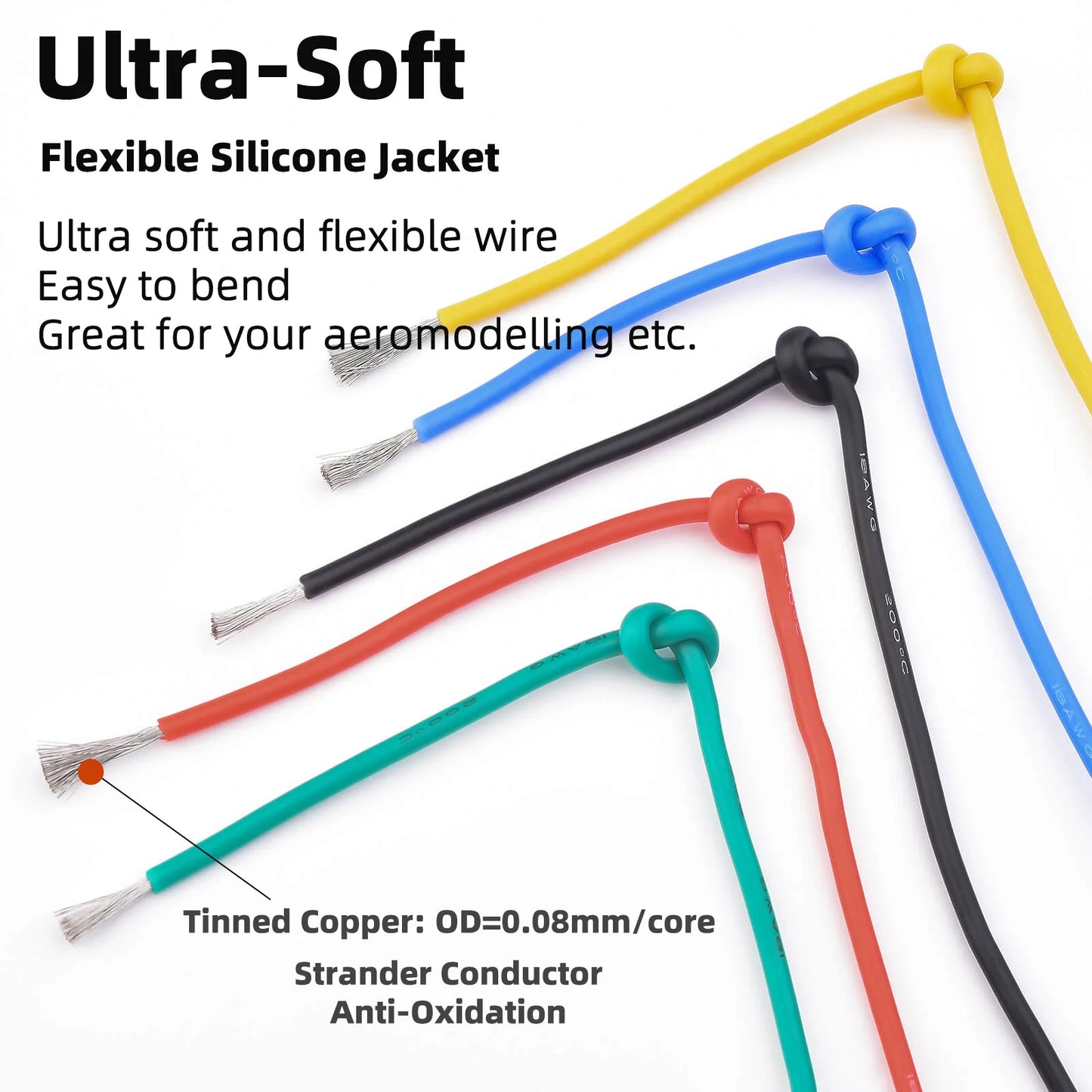 10 Colors in One 16-18-20-22-24-26-28-30 Gauge Silicone Electrical Wire 22 AWG Stranded Tinned Copper Hookup Wire Kit with Tools