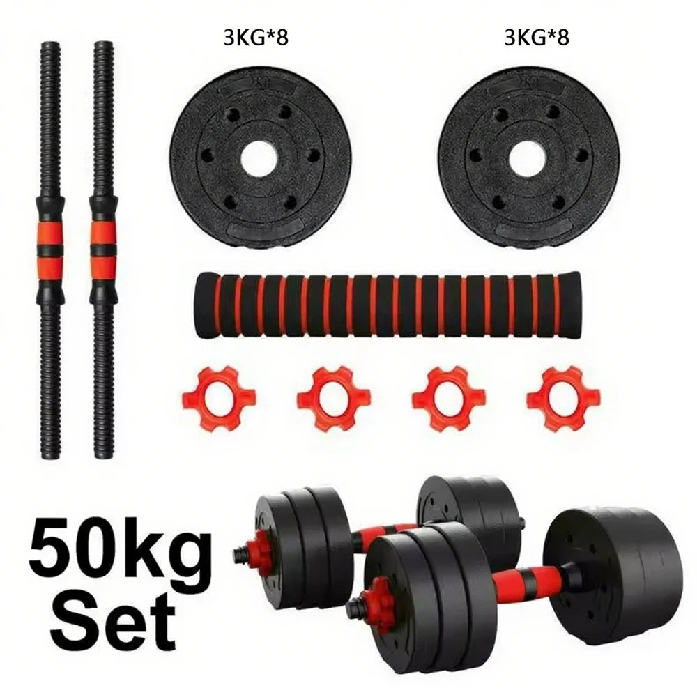 Adjustable dumbbell and barbell set, weights - 10kg 15kg 20kg 30kg 40kg 50kg, gym and home dumbbells suitable for men