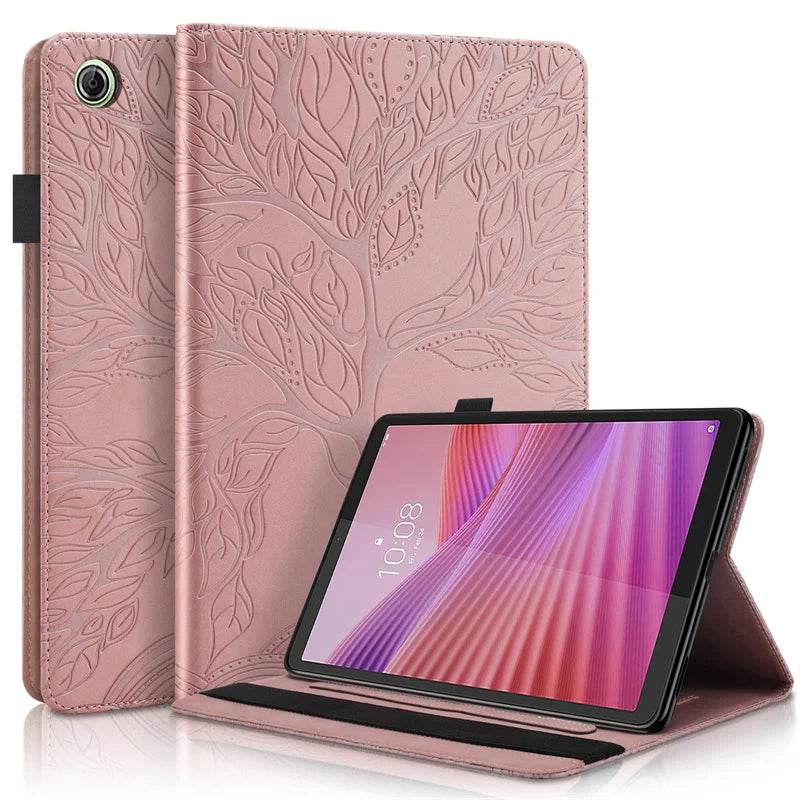 Tablet Funda For Lenovo Tab One 8.7 Case TB305FU TB305XU Emboss Tree Wallet Stand Cover For Lenovo Tab One / Lenovo Tab K9 Case