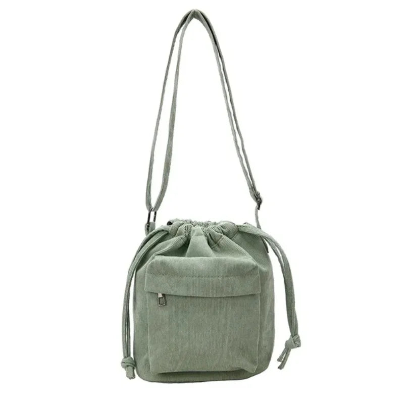 Korean Style Women's Shoulder Bag Drawstring Bucket Bag Casual Light Youth Crossbody Bag Whole New Middle Bag