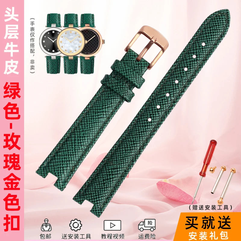 High Quality Notched Watch Strap for Gucci YA141401 YA141505 YA1414 YA1415 GC Women's Watch Leather Watchband 12x5mm 14x5mm
