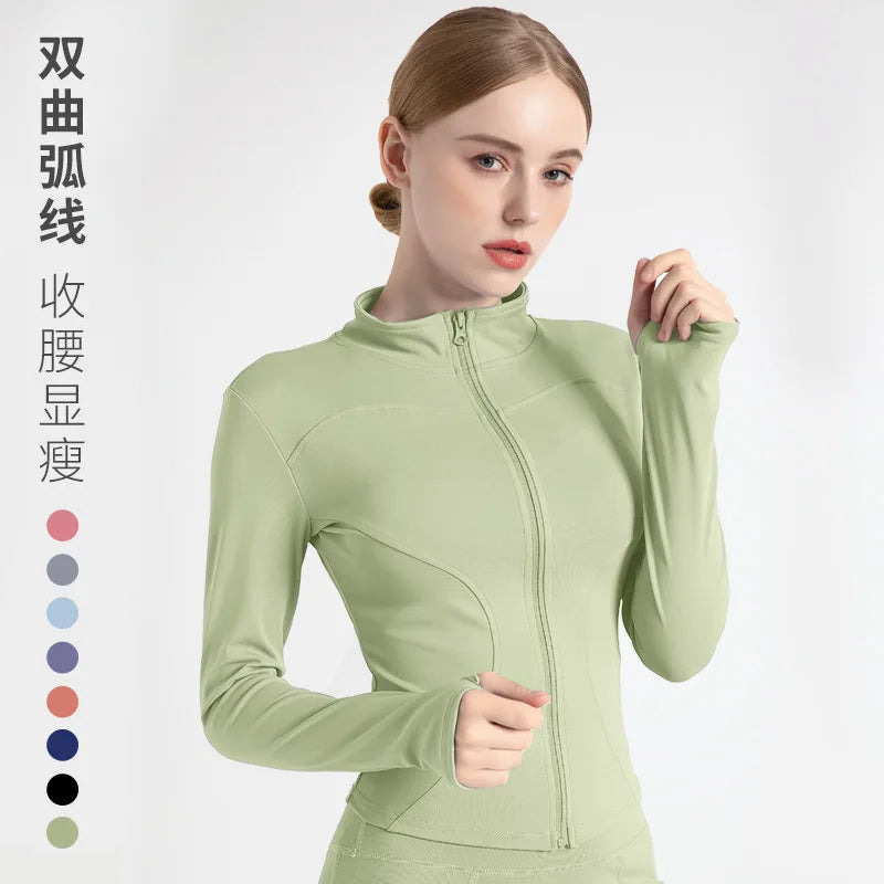 2026 Spring and Summer New Women's Fitness Jacket Quick-drying Collar Yoga Clothes Long-sleeved Breathable Sports Cycling Top