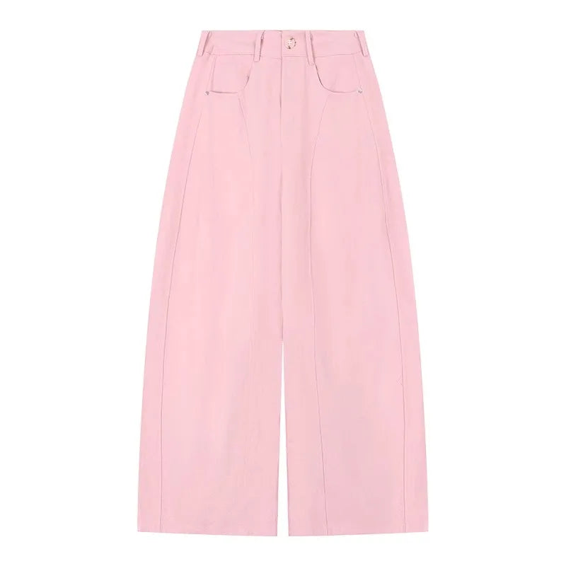 White High Waist Wide Leg Pants Women Summer Loose Casual Trousers Slimming Knife Floor Length Pants Commute Sle