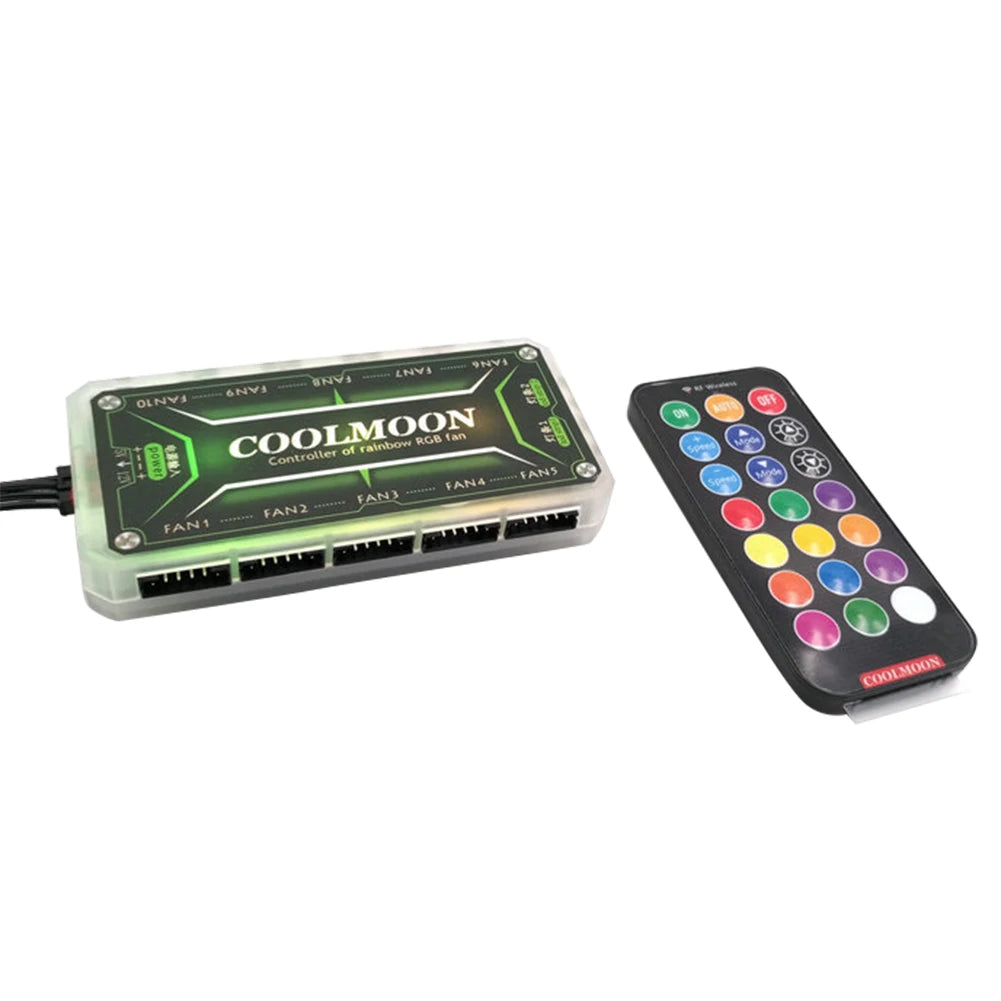 COOLMOON RGB Light Remote Controller DC 12V 5A LED Color Intelligent Controller LED Power Light-Emitting Side Panel for Desktop