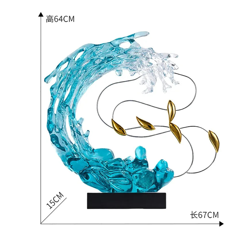 Home Decor Abstract Art Sculpture Decoration Luxury Villa Living Room Entrance Office Desktop Blue Transparent Decorations Craft