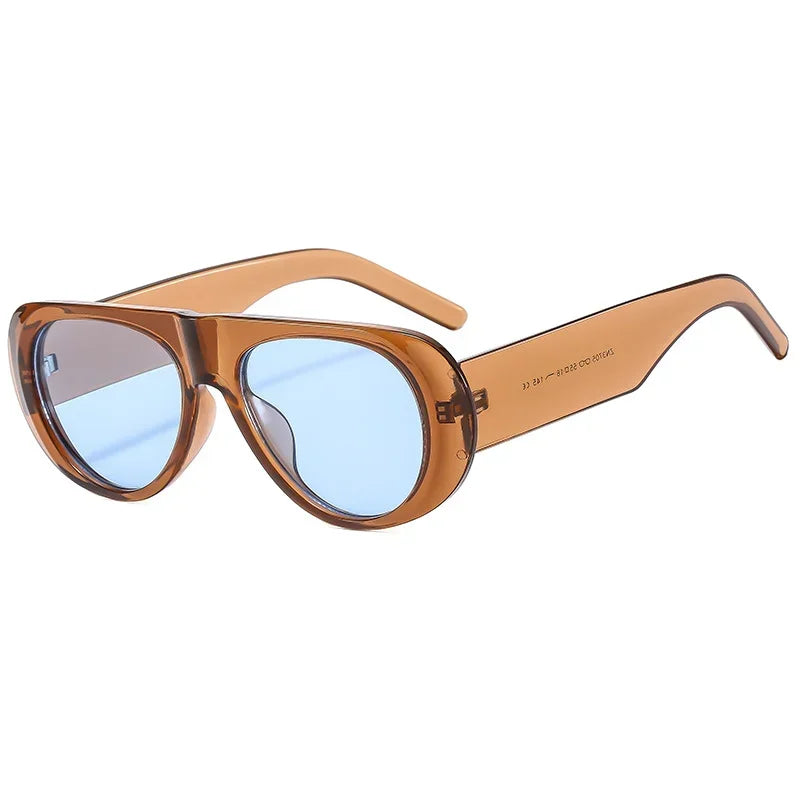 New Oval Sunglasses Women Men Cool Brand Designer Colorful Sun Glasses Female Male Plastic Big Frame Outdoor Eyewear