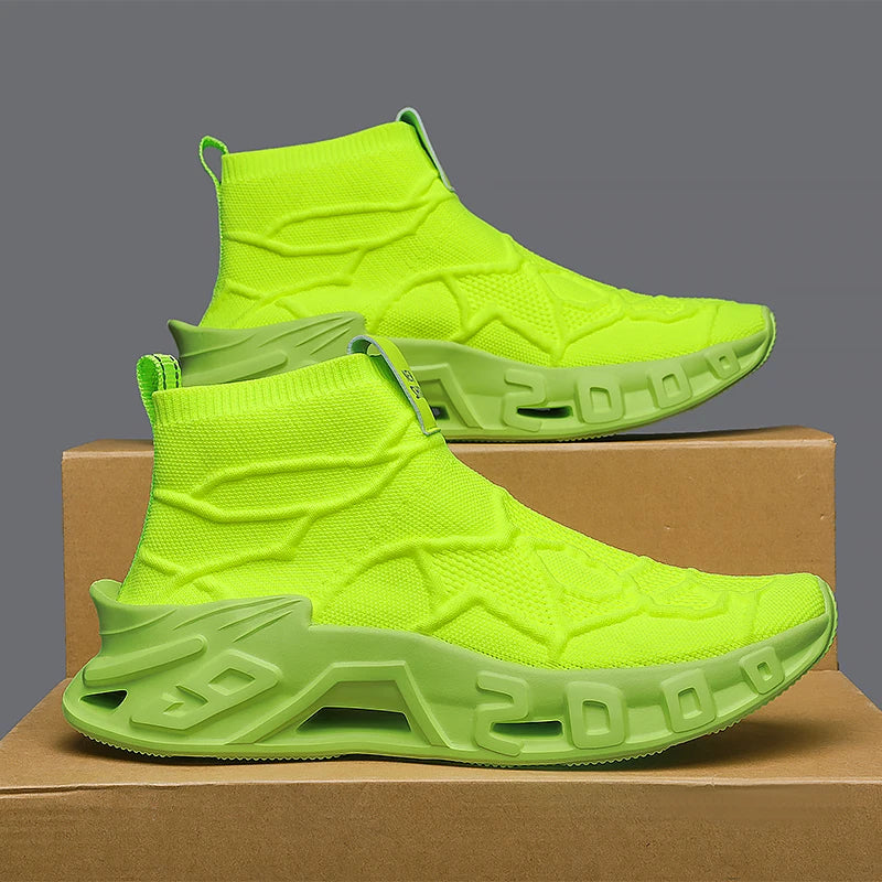 Men's Outdoor Sports Shoes - High-Top Sports Shoes Are Novel and Fashionable, Non-Slip and Durable, Suitable for All Seasons,