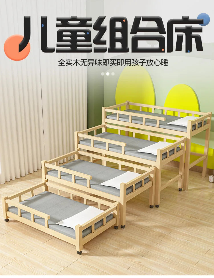 Upper And Lower Beds Push-pull Beds Log Economical Nap Beds Kindergarten Care Classes Pine Four-layer
