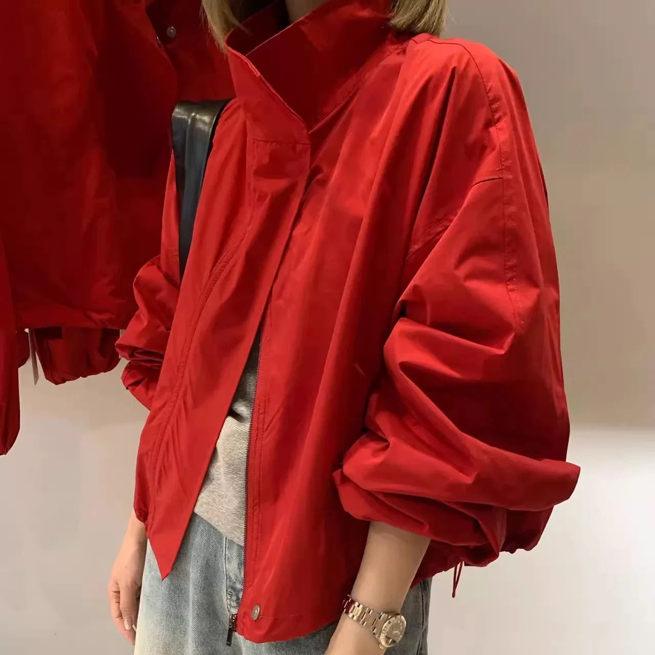 Loose Casual Women's ort Jaet Spring Summer New Sle Windbreaker Outerwear Sun Protection Zipper Design Commute Sle