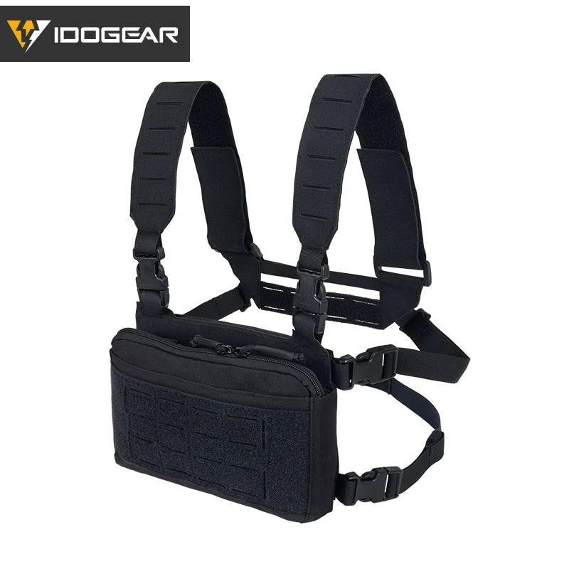 IDOGEAR Tactical Chest Rig MOLLE 500D Nylon Sandwich Side Buckle Front Baffle Elastic Waist Adjustment 3319