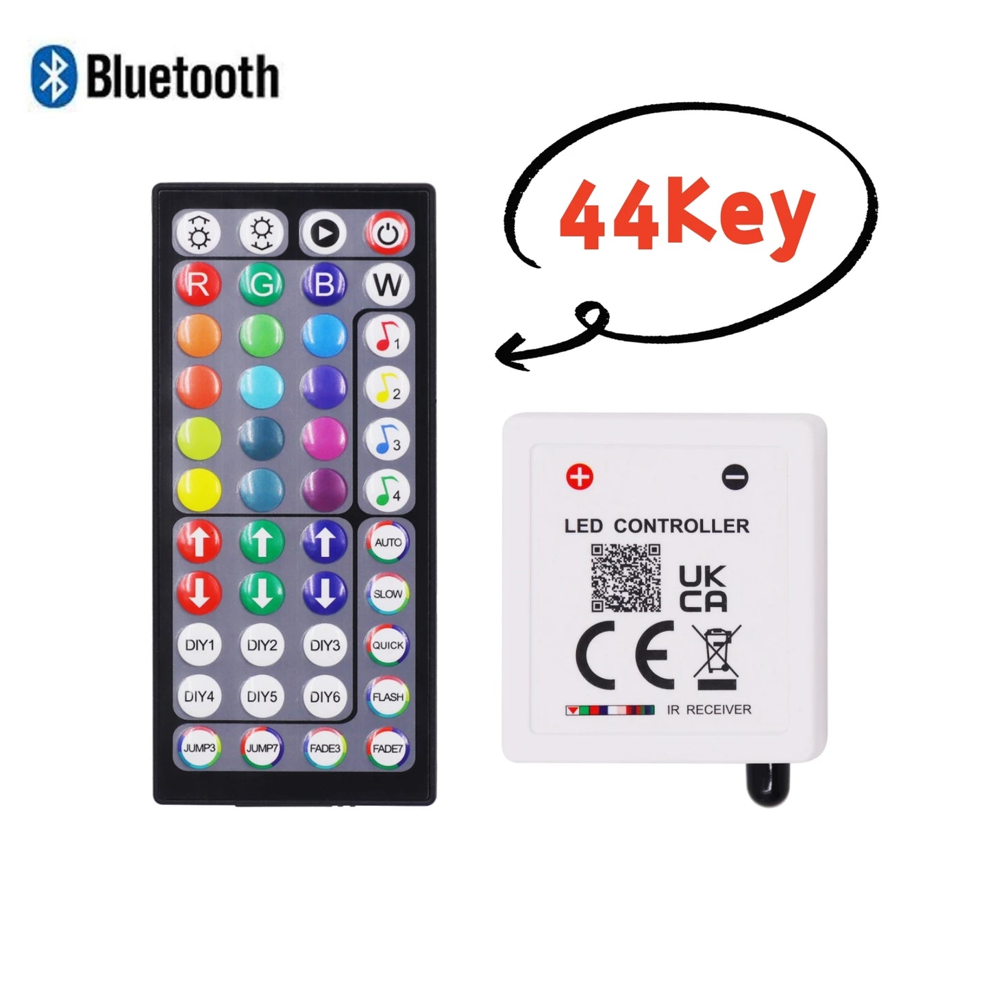 RGB LED Controler Box 1 to 2 Output 24Keys 44Keys IR Remote Bluetooth Dimmer DC5-24V For 3528 5050 Neon LED Strip Lights