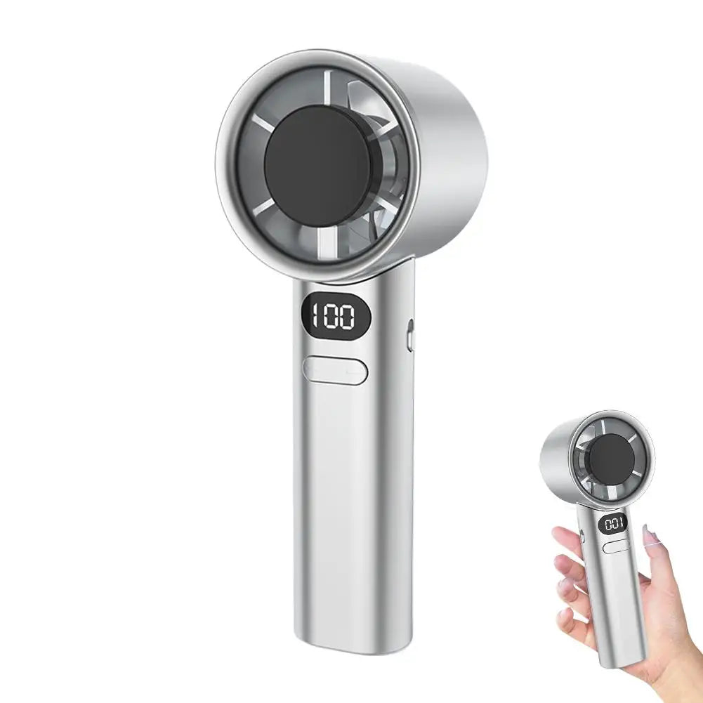 Portable Handheld Fan with 120 Wind Speeds USB Rechargeable Bladeless High-Speed Electric Cooling Fan for Personal Use