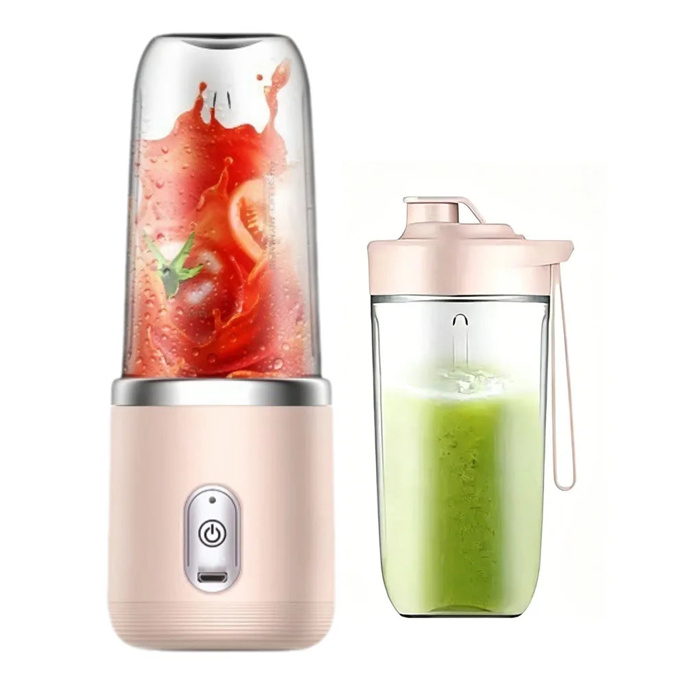 Portable Fruit Juicer Blenders Outdoor Personal Electric Mini Bottle Home USB Charge 6 Blades Double Cup Juicer Machine