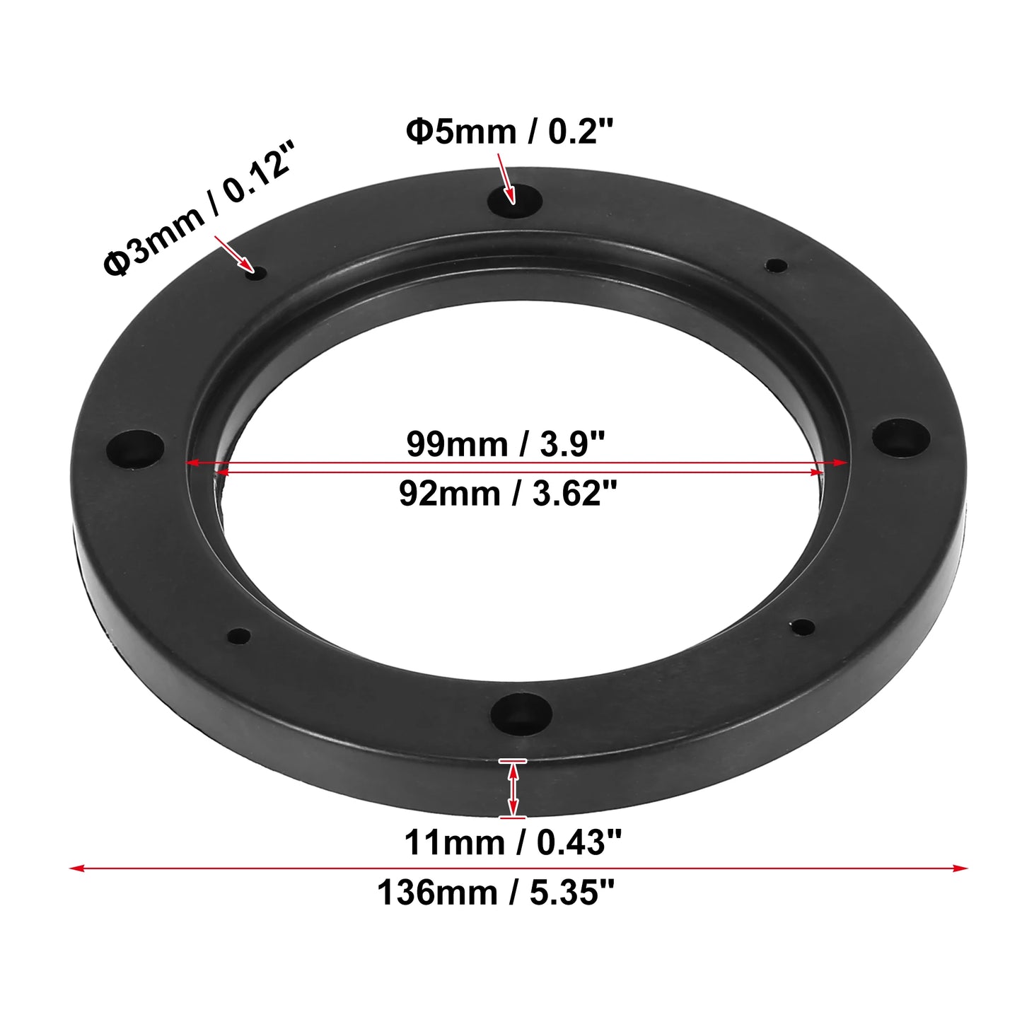X Autohaux 2-4pcs 4 Inch 5 Inch 6.5 Inch Car Black Hollow Universal Speaker Spacer Mounting Spacer Plate Plastic 120mm ID