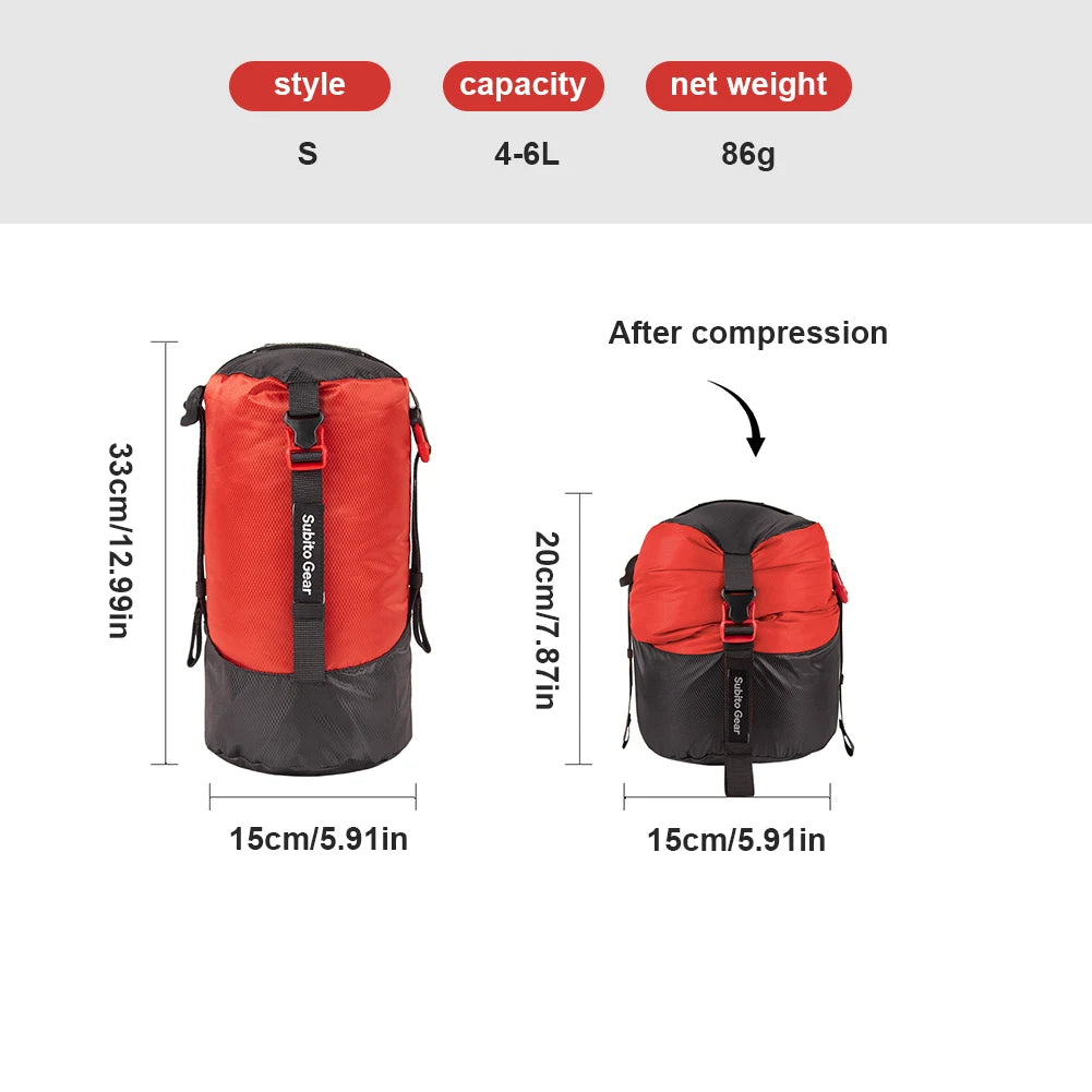 Compression Sack 1-25L Compression Stuff Sack Water-Resistant & Ultralight Sleeping Bag Stuff Sack Space Saving Gear for Camping