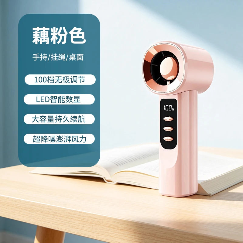 Portable Mini Handheld Fan With 100 Levels, High-Speed Drive, Turbo Cooling,Outdoor Handheld Fan With LED Display Screen 12m/s