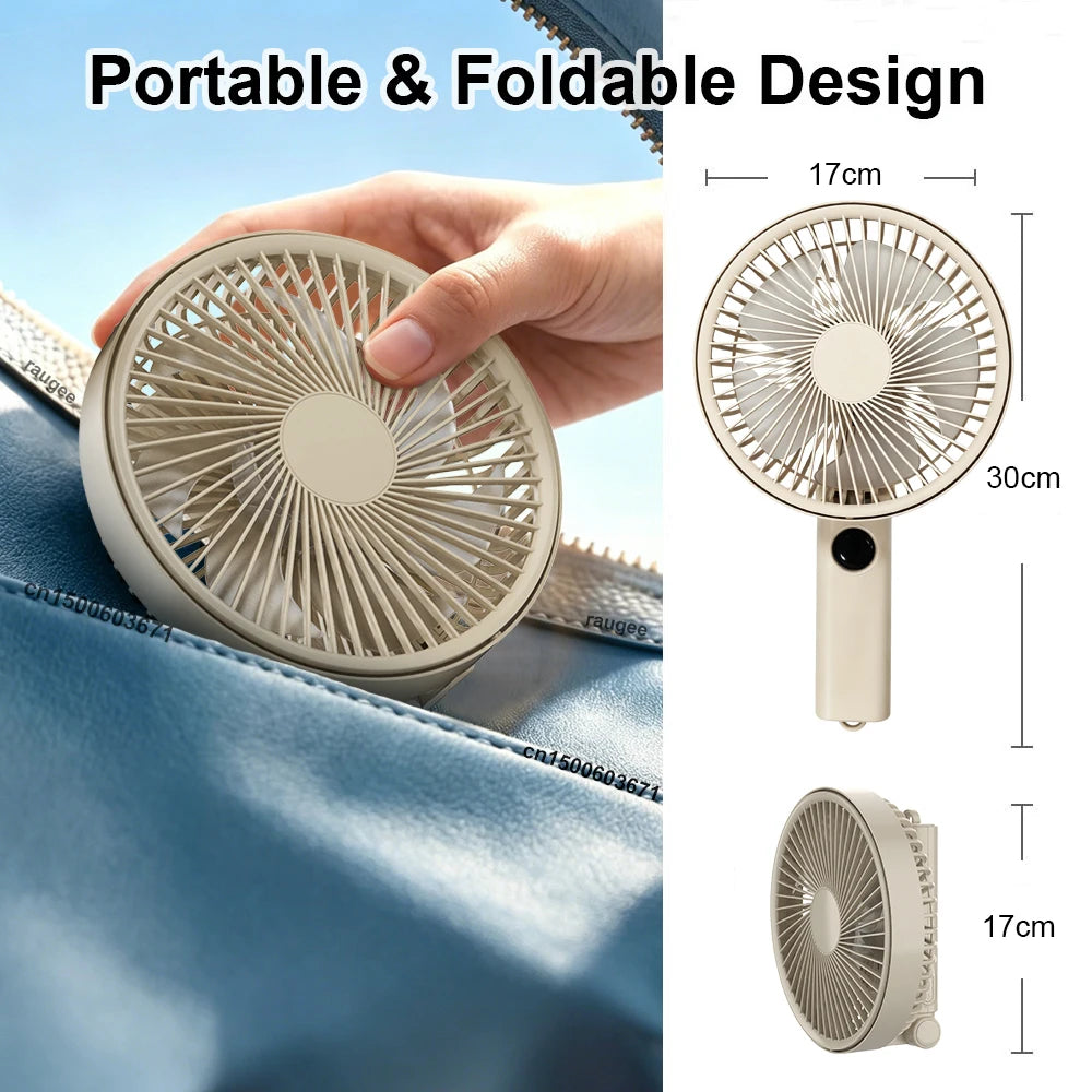 Portable Handheld Fan 3600mAh Rechargeable Folding Desktop Fan 199 Speed Strong Wind Outdoor Camping Hand Fan for Home Travel