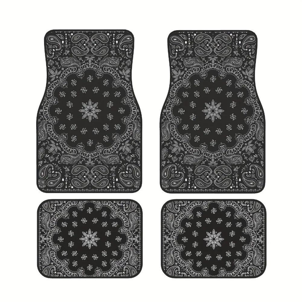 4Pcs Durable Bohemian Car Floor Mats Anti-slip Dirty Resistant Persian Carpet Car Decoration Heavy Duty Car Floor Protector Rugs
