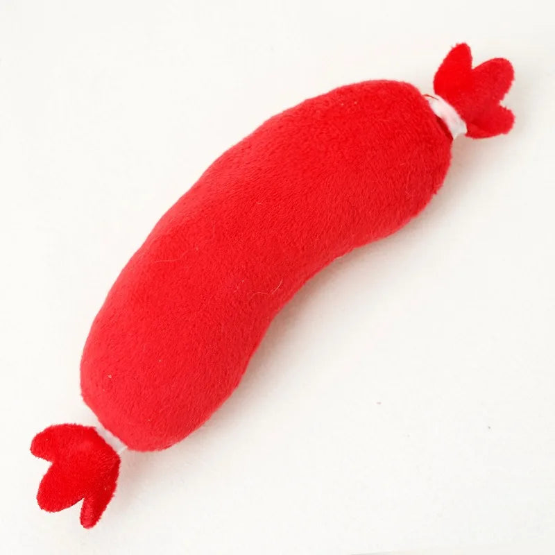 Dog Sound Plush Toy Hot Dog Chewing Toy Pet Grinding Teeth Squeaky Plush Toy Puppy Bite-resistant Interactive Chew Toy 