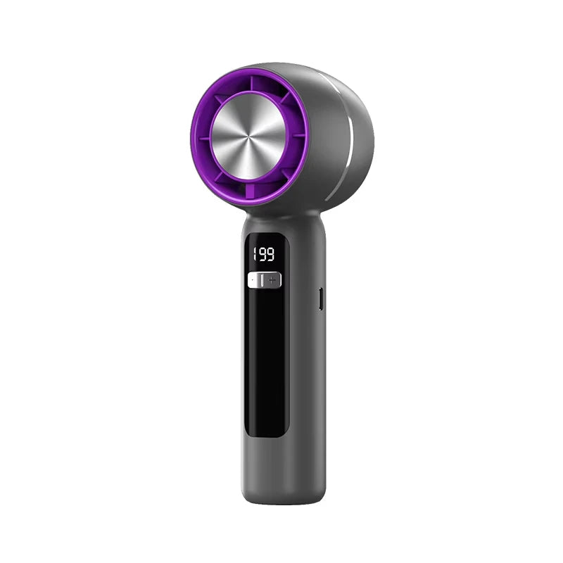 Portable Handheld Fan with LED Display & Lanyard 199-speed High Speed Turbo Wind Summer Cooling Fan 3000mAh 6Hours Battery Life