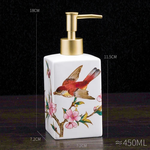 Blue and White Storage Bottle Bathroom Accessories Ceramic Soap Container Wash Table Soap Shampoo Cosmetic Storage Bottle 300ml