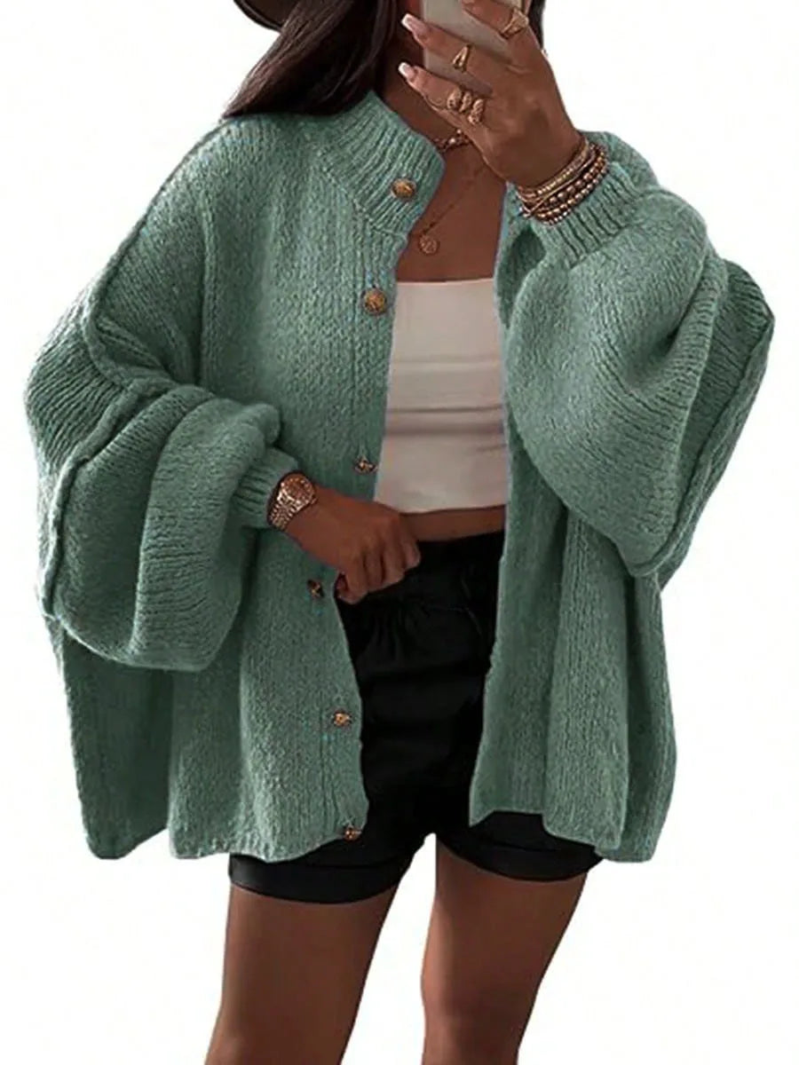 Knitted Lazy Style Oversized Long Sleeve Women Loose Buttons Cardigans Coat Winter Keep Warm Sweater Jacket Fashion Casual Tops